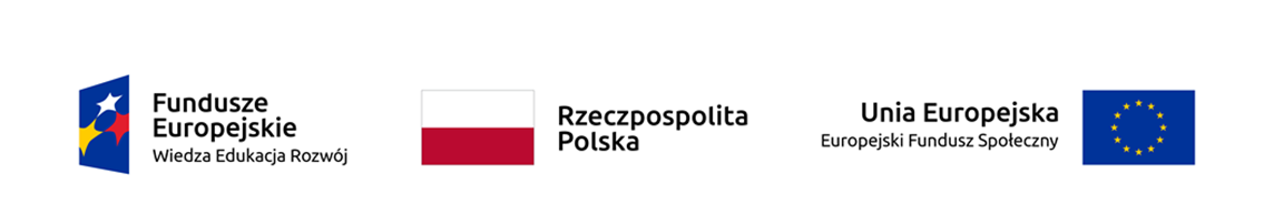 Grafika przedstawia: Logotypy Funduszy Europejskich, Rzeczypospolitej Polskiej, Unii Europejskiej. 
